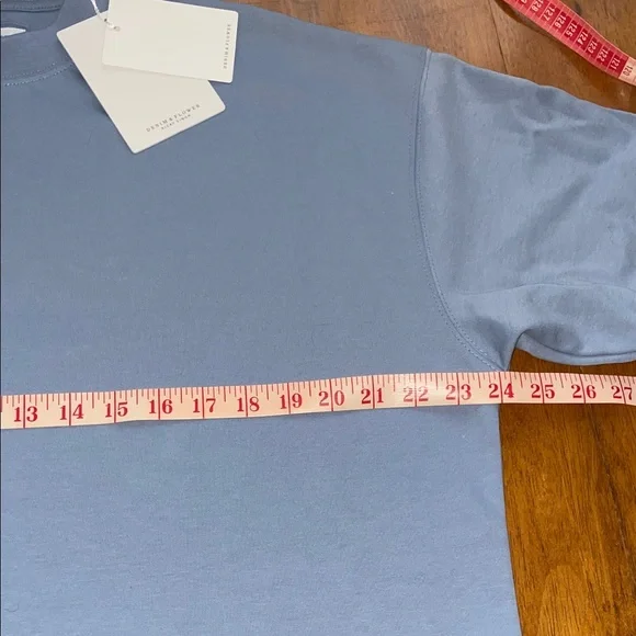 Denim & Flower Light Blue Crewneck Sweatshirt Short Sleeve - Picture 4 of 10